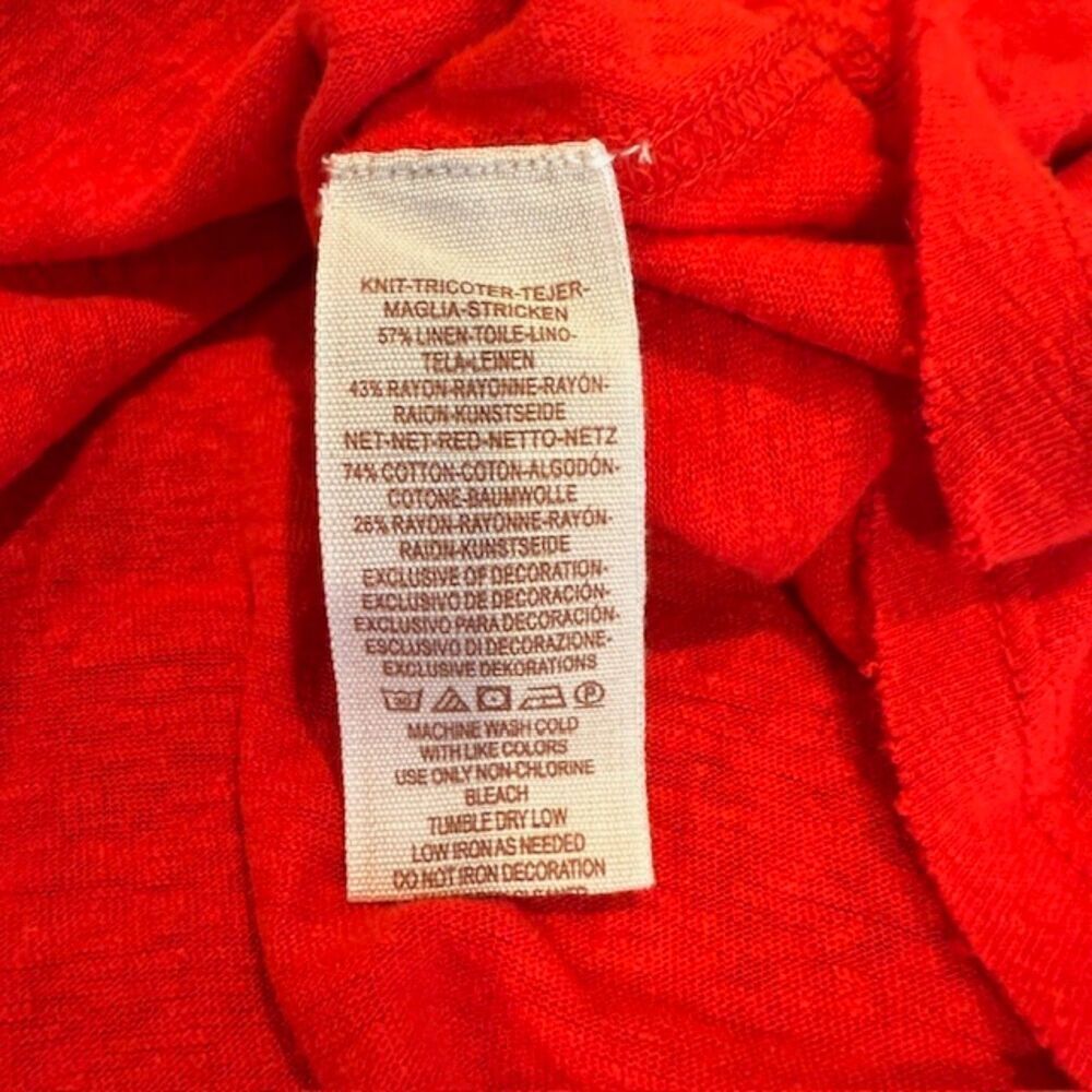 Free People‎ Meant to Be Tee Linen Blend Red Lace Sleeveless Slub Oversized XS - Picture 7 of 10